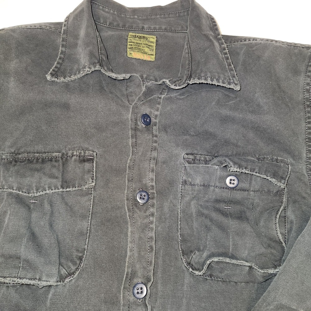 Lucky Brand Outdoor & Utility Mens Gray Cotton Button Down Shirt Large 80318